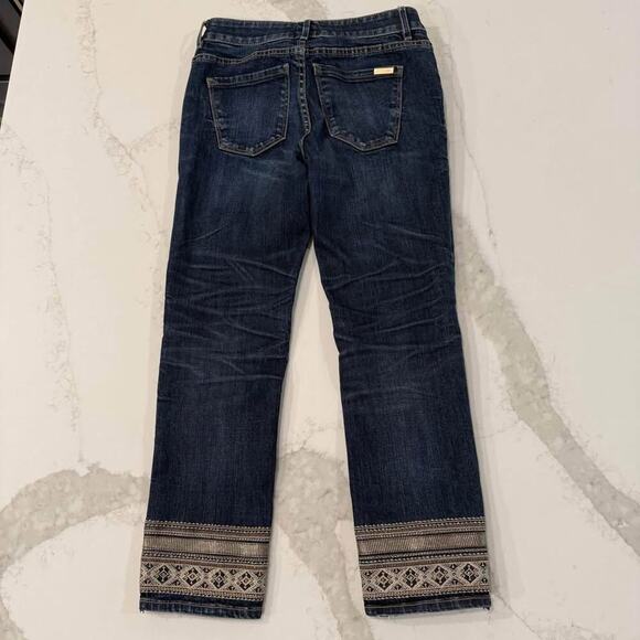 White House Black Market TheStraight Crop Embellished Denim Jeans Womens 0P Blue - Picture 6 of 10